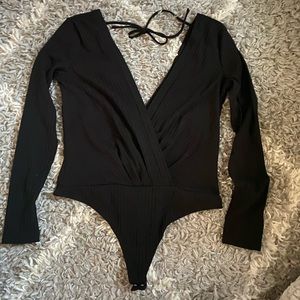 Privacy please plunging neckline back bodysuit